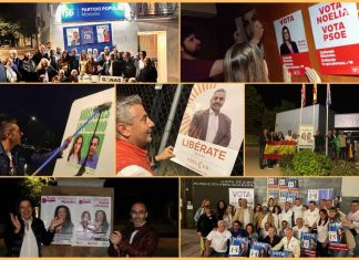 Pegada de carteles en Móstoles para iniciar la campaña electoral del 28 M Pegada de carteles en Móstoles para iniciar la campaña electoral del 28 M