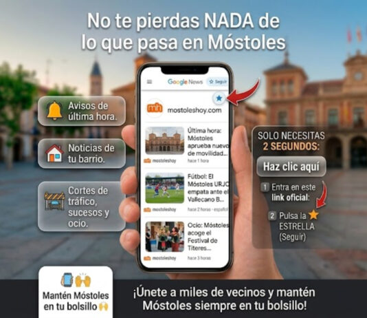 Cómo no perderte ninguna noticia de Móstoles: asà puedes seguir a mostoleshoy.com en Google News Cómo no perderte ninguna noticia de Móstoles: asà puedes seguir a mostoleshoy.com en Google News