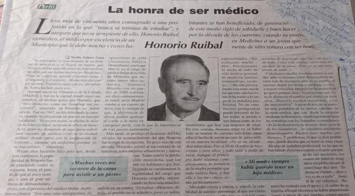 El orgullo de Móstoles en la figura de Honorio Ruibal