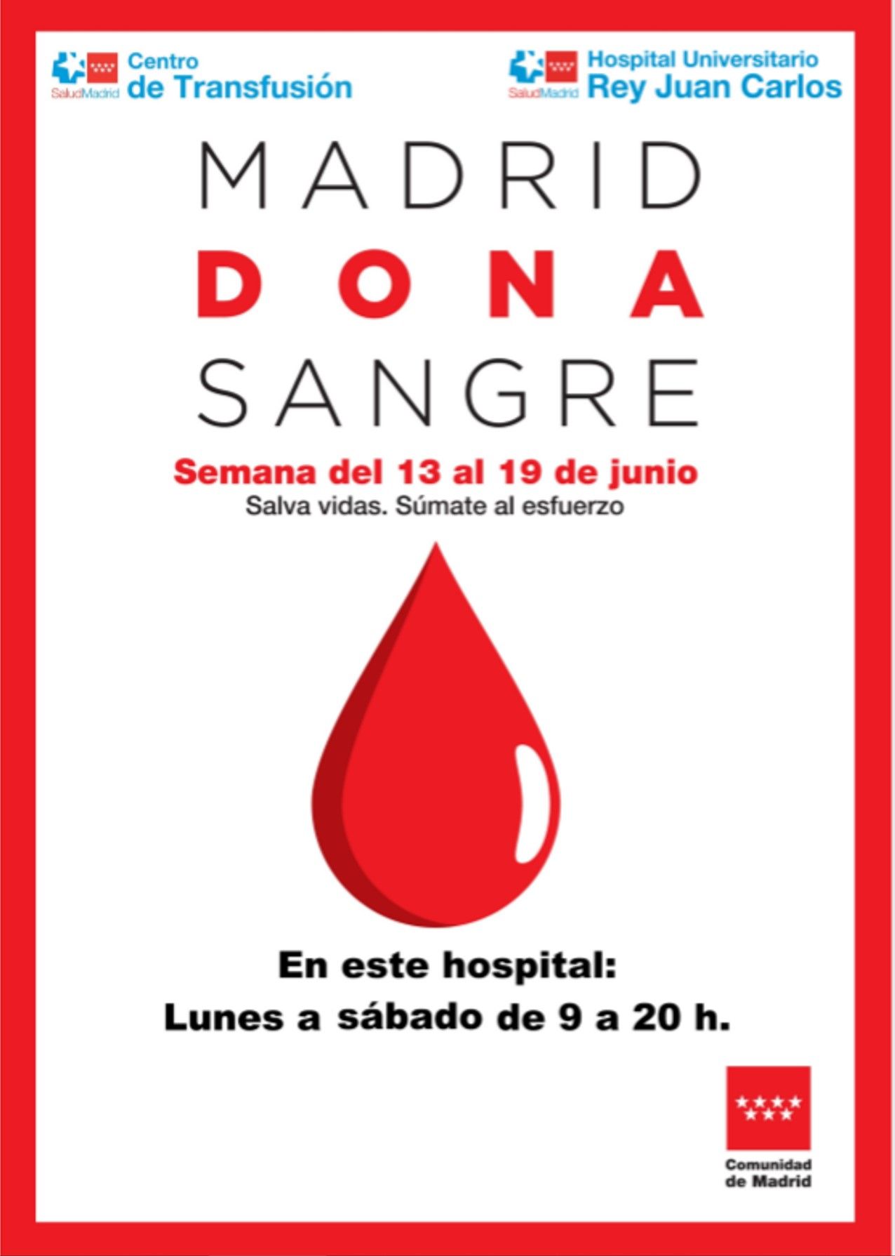 El Hospital Universitario Rey Juan Carlos de Móstoles se suma a la Semana de la Donación de Sangre