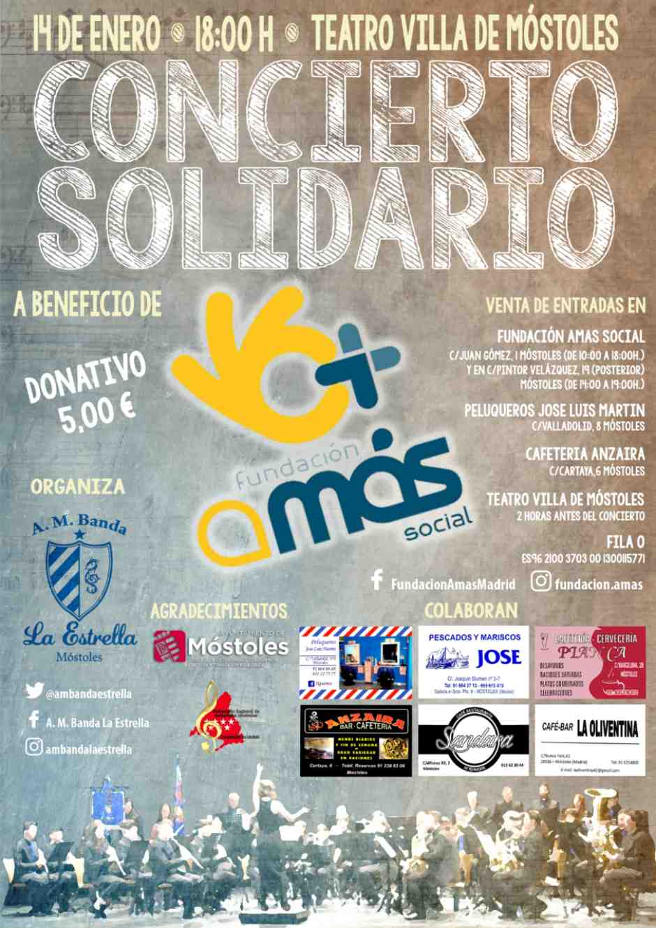 Concierto Solidario en el Teatro Villa de Móstoles el próximo 14 de enero