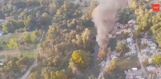 Incendio de escombros en Parque Coimbra-Guadarrama en Móstoles