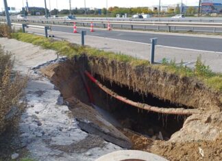 Malas noticias con la reparación del socavón en el acceso a la A-5 por Móstoles El Soto