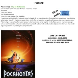 Pocahontas en la sesión de cine en familia