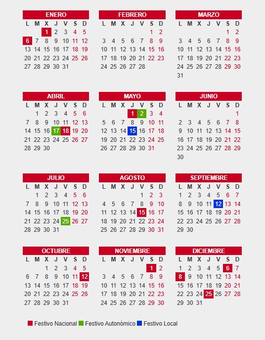 Ya es oficial el calendario laboral de 2025: todos los festivos de Móstoles