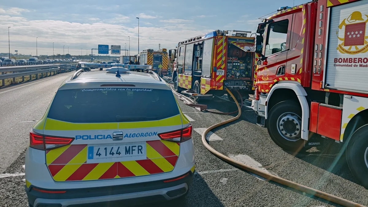 Accidente múltiple en la M-50 causa kilómetros de retenciones afectando a Móstoles