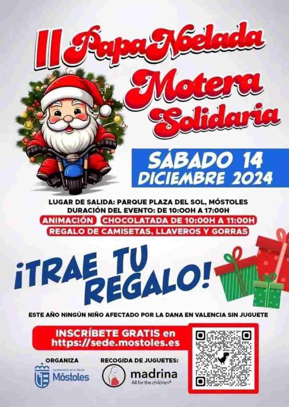 La II Papanoelada Motera Solidaria de Móstoles con los niños de Valencia