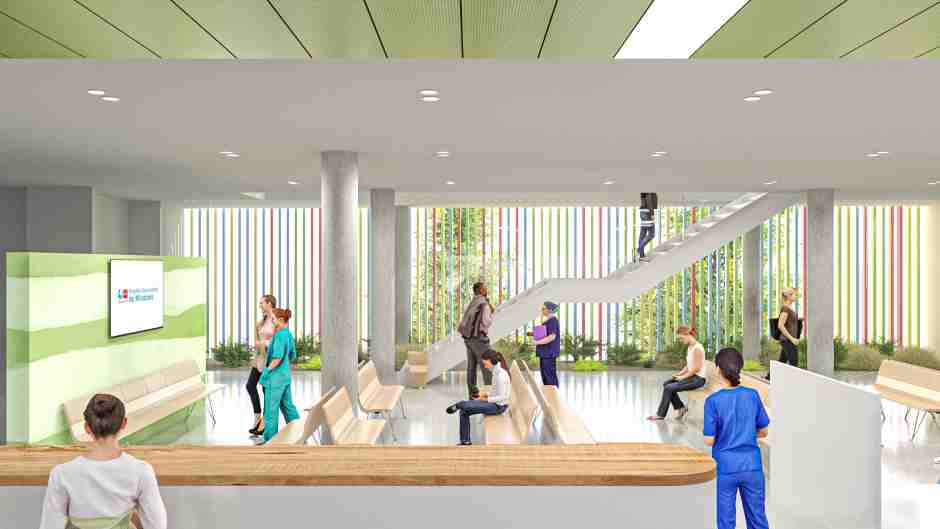 Experimentará una ampliación de 18.600 metros cuadrados en sus instalaciones, distribuidos en un nuevo edificio de 7 plantas. En junio comienzan las obras del Hospital Universitario de Móstoles con una inversión de 44 millones de euros.