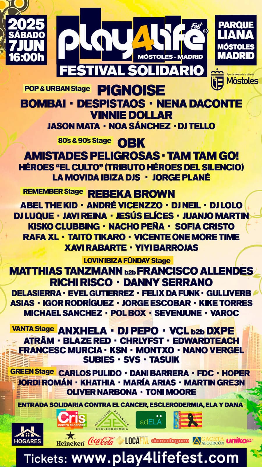 Descubre todos los artistas confirmados para el Play4Life Festival de Móstoles