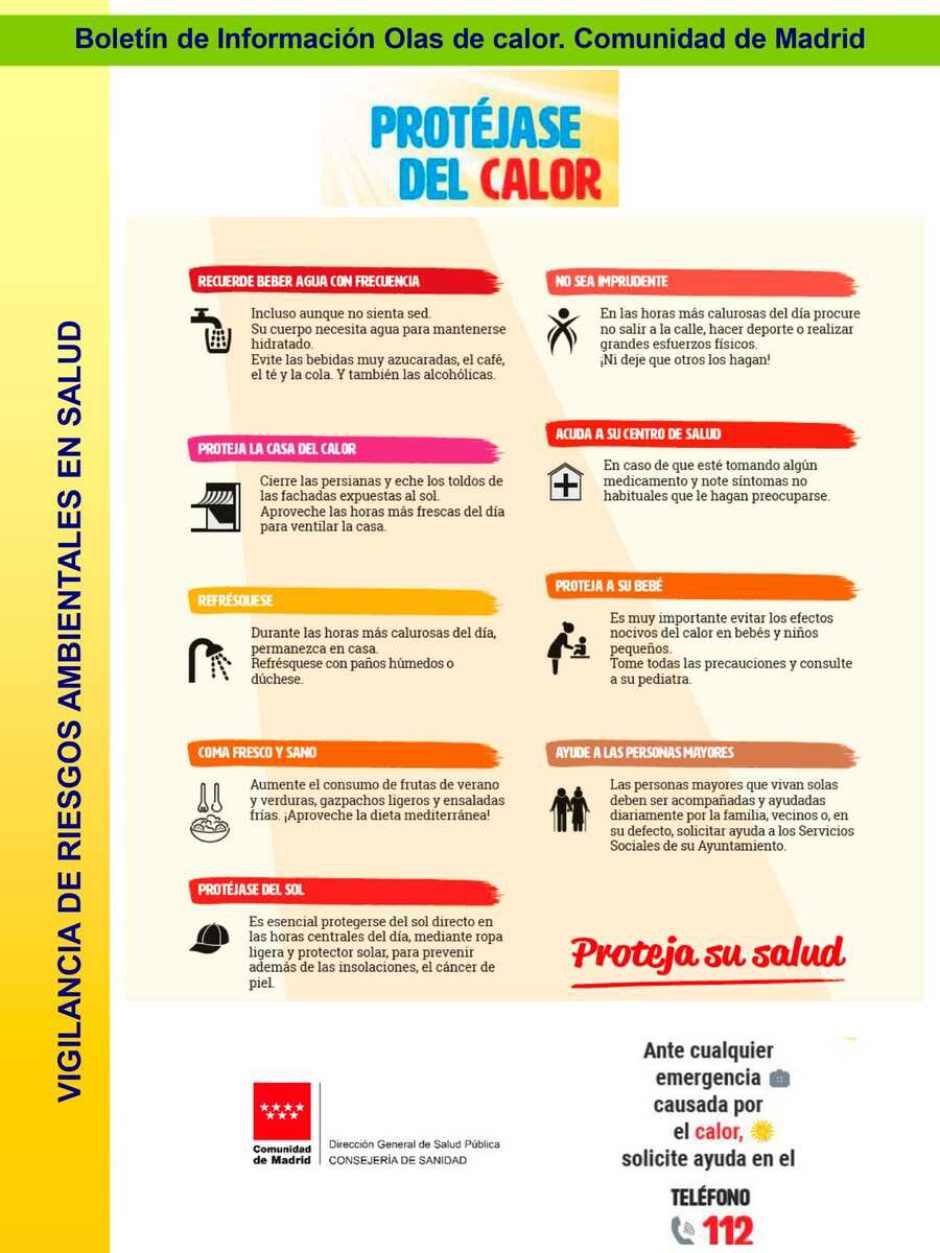Las mínimas no bajarán de 20 grados a lo largo de toda la semana. Alerta amarilla por altas temperaturas en Móstoles.