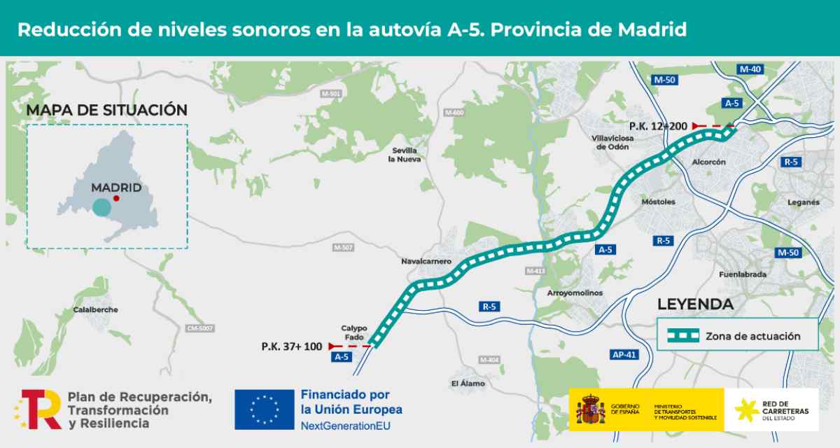 Una inversión de más de 12 millones contra el ruido de la A5 en Móstoles