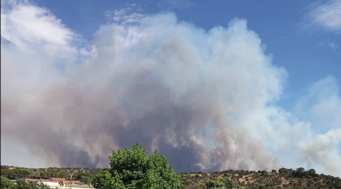 Un incendio en la provincia de Toledo deja en Móstoles nubes de humo y ceniza