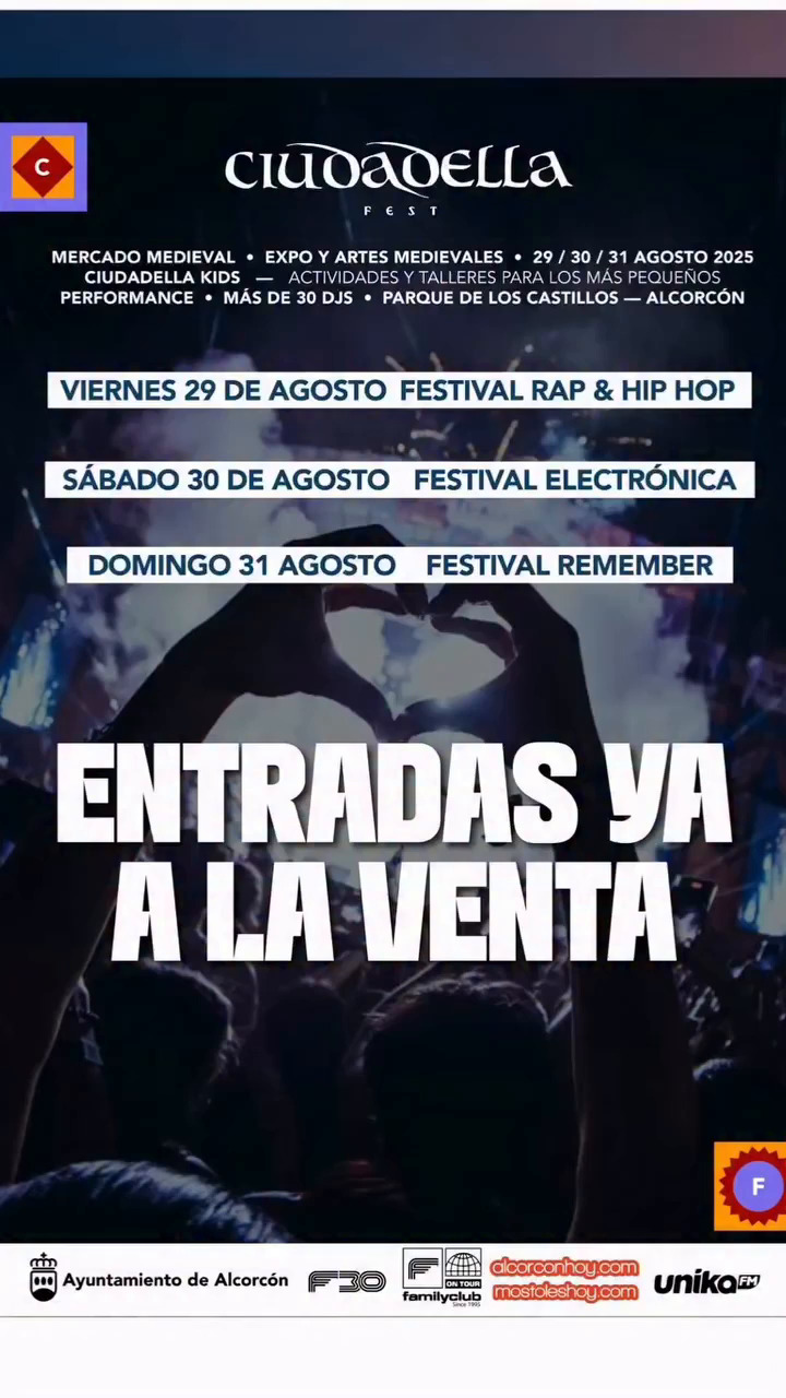 Entradas a la venta del Ciudadella Fest de Alcorcón para los vecinos de Móstoles