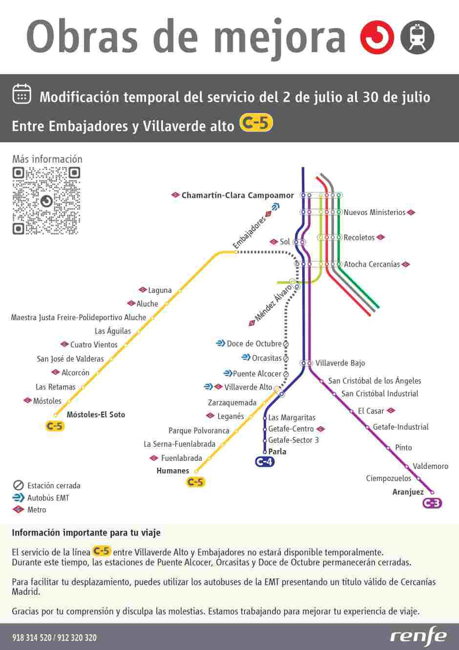 Nuevo obstáculo de movilidad para los vecinos de Móstoles con las obras de la línea C5