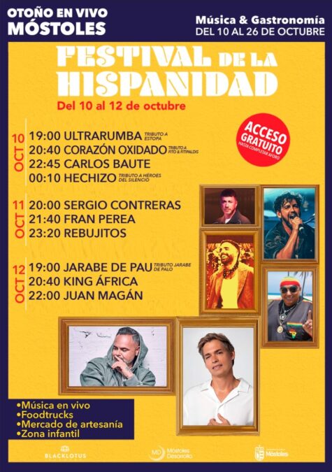 Conciertos gratis en Móstoles por el Día de la Hispanidad: Juan Magán, Fran Perea, Carlos Baute…