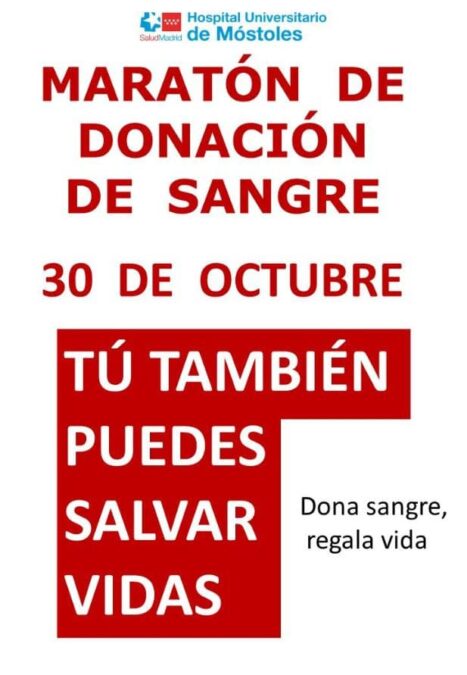 El Hospital de Móstoles organiza una Maratón de donación de sangre para este jueves