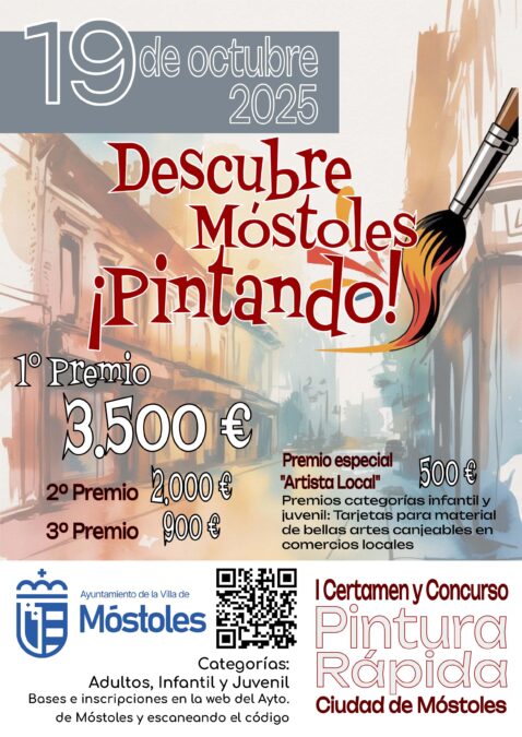 El 19 de octubre llega el I Certamen de Pintura Rápida en Móstoles con hasta 3.500 euros de premio