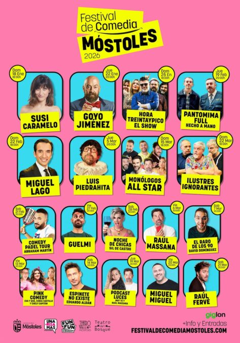 Goyo Jiménez, Pantomima Full, Luis Piedrahita y muchos más llegan a Móstoles con el III Festival de Comedia