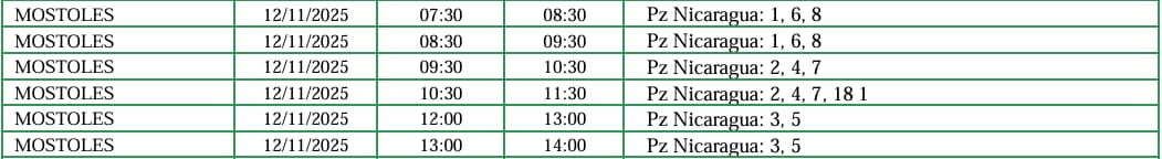 Iberdrola anuncia cortes de luz en Móstoles y en Parque Coimbra la próxima semana