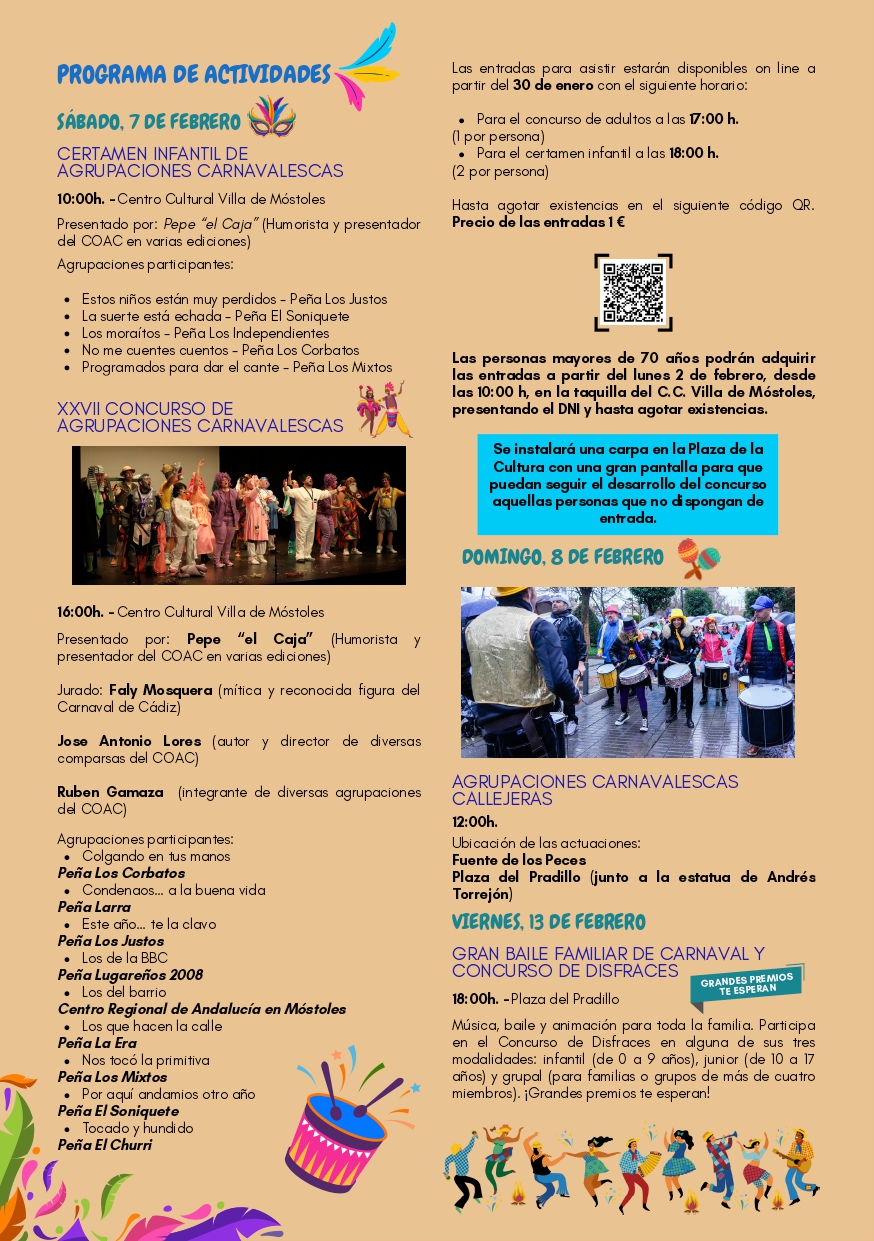 El Carnaval 2026 llega a Móstoles con desfiles y chirigotas para toda la familia