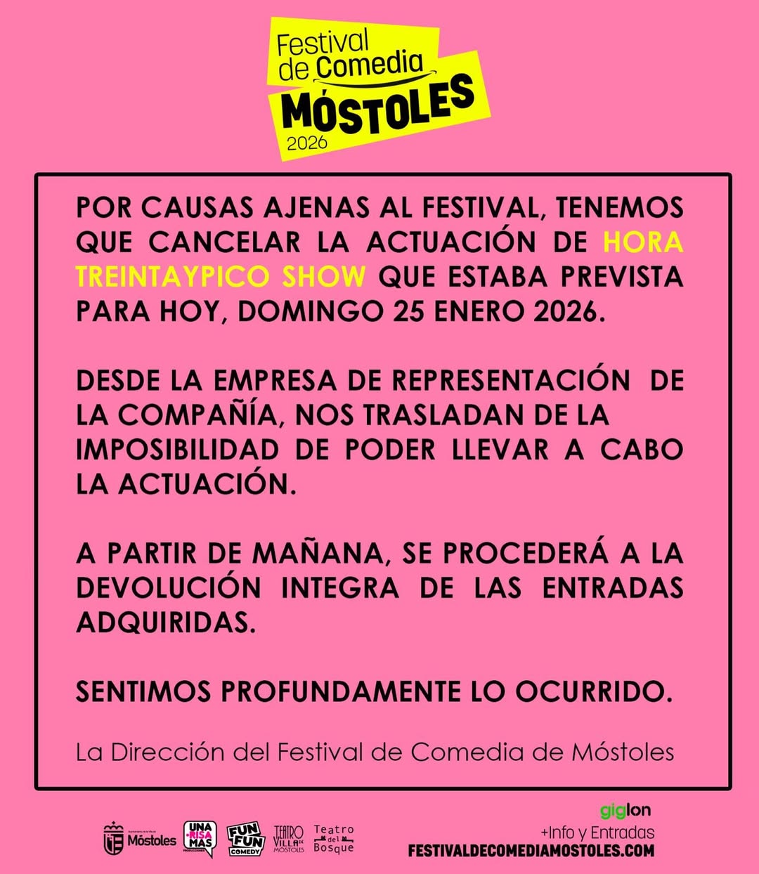 Cancelado el show 'Hora Treintaypico' del Festival de Comedia de Móstoles tras el adiós de Quequé