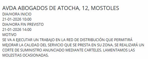 El Canal de Isabel II anuncia cortes en el suministro de agua en Móstoles para este miércoles