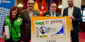 Cinco millones de cupones de la ONCE llevarán la imagen de Móstoles por toda España