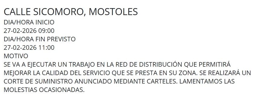 El Canal de Isabel II anuncia cortes en el suministro de agua en Móstoles y en Parque Coimbra