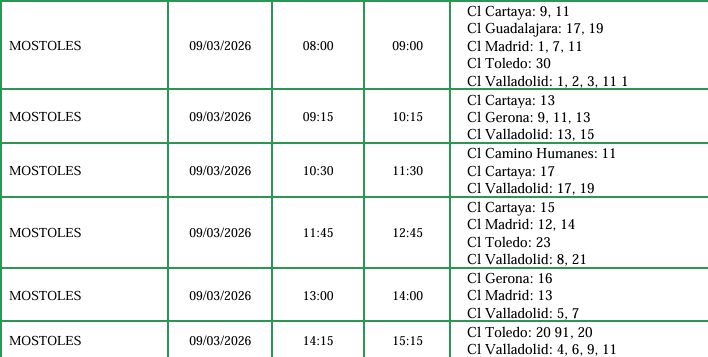Iberdrola anuncia cortes de luz de más de siete horas en Móstoles para este lunes