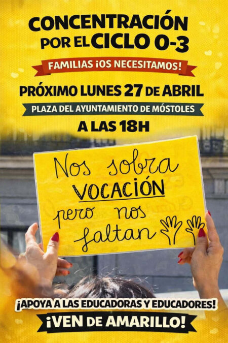 Convocan una concentración en Móstoles para apoyar la huelga en las escuelas infantiles de 0 a 3 años