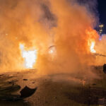 El incendio de un vehículo en la M-50 provoca retenciones de tráfico a la altura de Móstoles