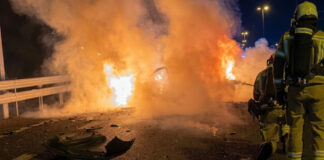 El incendio de un vehículo en la M-50 provoca retenciones de tráfico a la altura de Móstoles