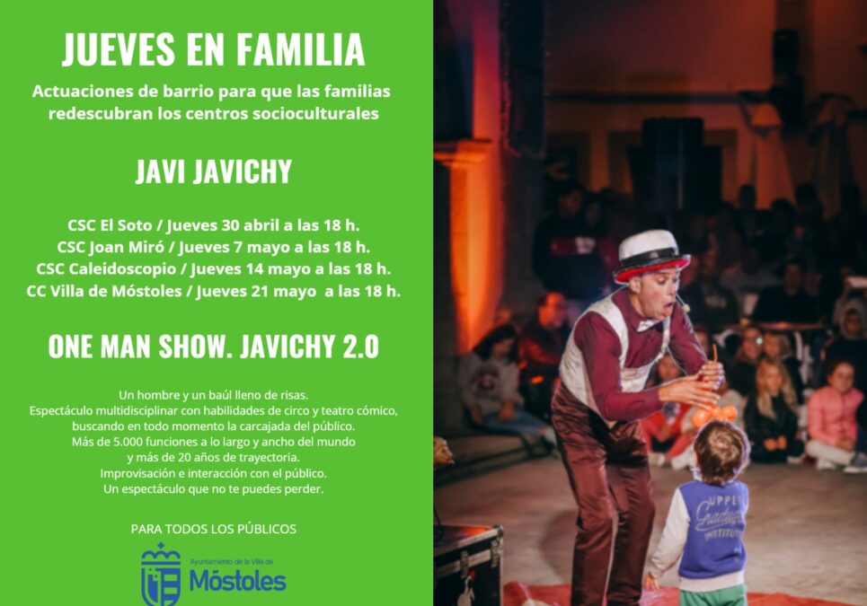 Espectáculo de circo y teatro completamente gratis en abril: Javi Javichy aterriza en Móstoles