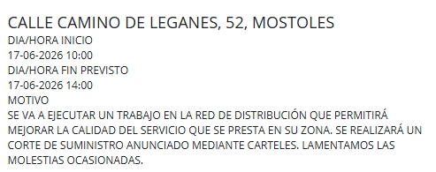 El Canal de Isabel II anuncia cortes en el agua durante cuatro horas en una zona de Móstoles