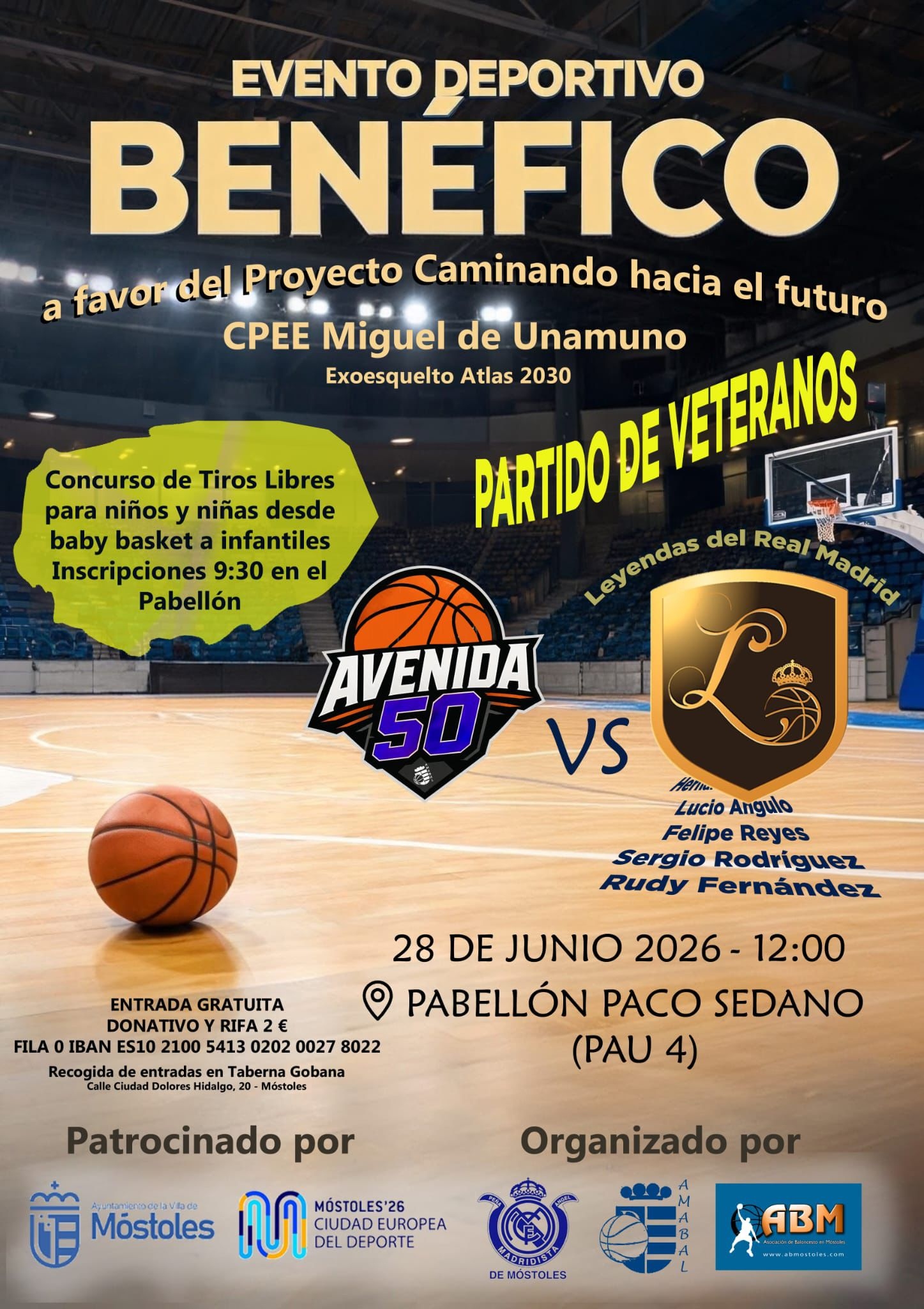 Un equipo de leyendas del Real Madrid llegará a Móstoles para jugar un partido benéfico de baloncesto