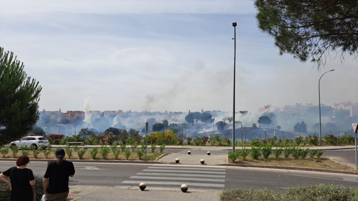 Un incendio en Parque Coimbra obliga a cortar un carril de la A-5 a la altura de Móstoles Un incendio en Parque Coimbra obliga a cortar un carril de la A-5 a la altura de Móstoles