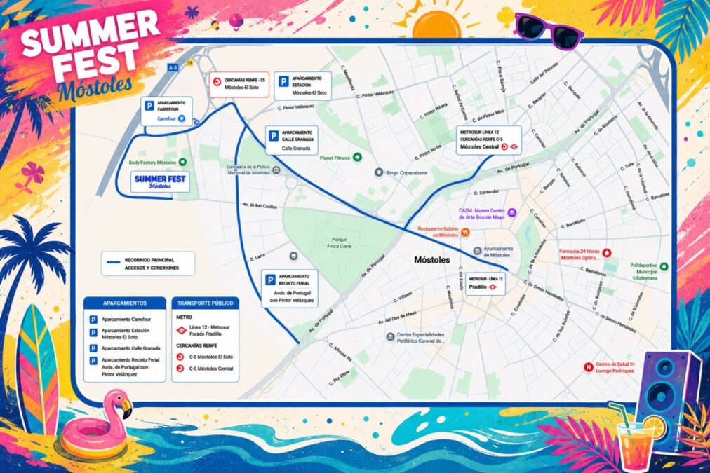 Cortes de tráfico en Móstoles y dispositivo especial de movilidad por el Summer Fest 2026