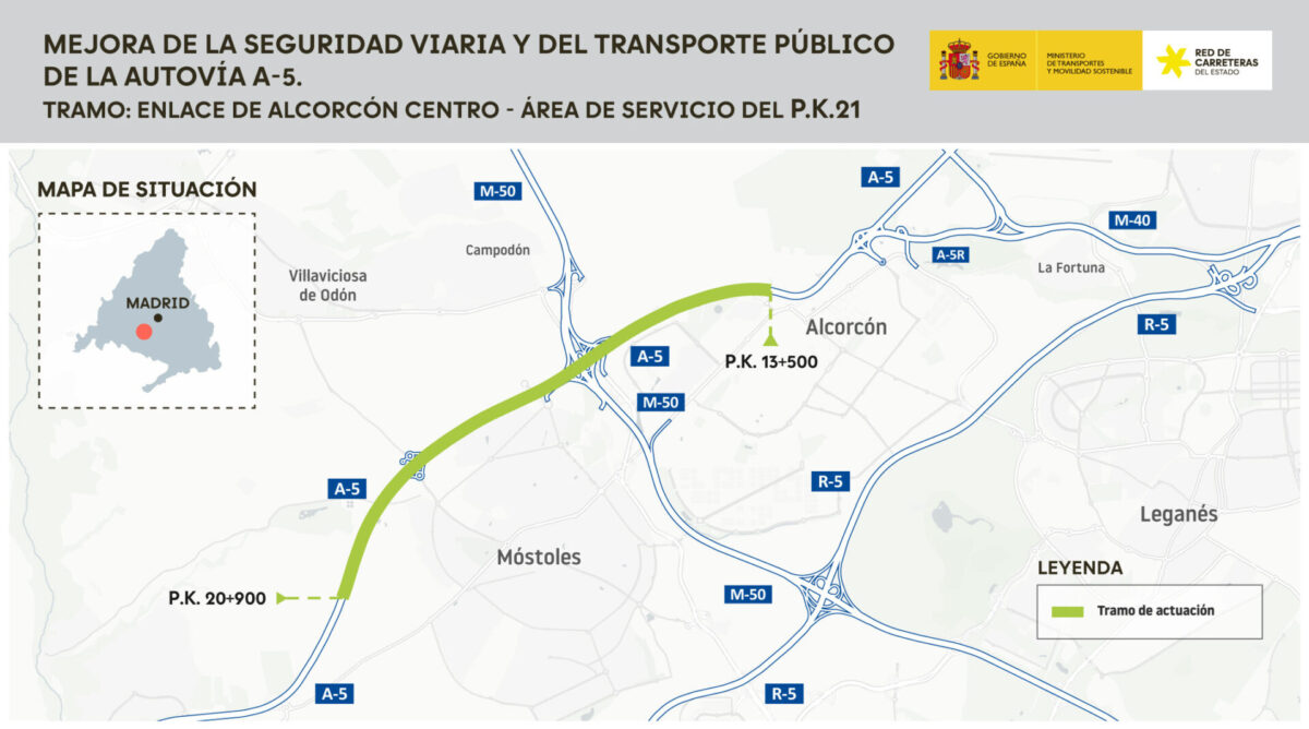 La A-5 se prepara para un cambio completo entre Alcorcón y Móstoles: afectará a 7 kilómetros de vía