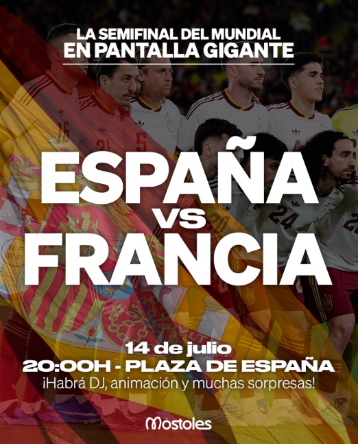 Móstoles tendrá una pantalla gigante para vivir en directo el España - Francia de semifinales del Mundial