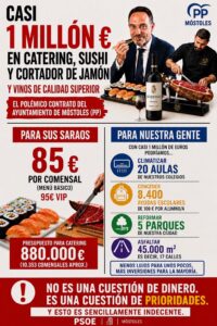 PSOE exige paralizar el contrato de catering de 880.000 euros en Móstoles y redestinar recursos