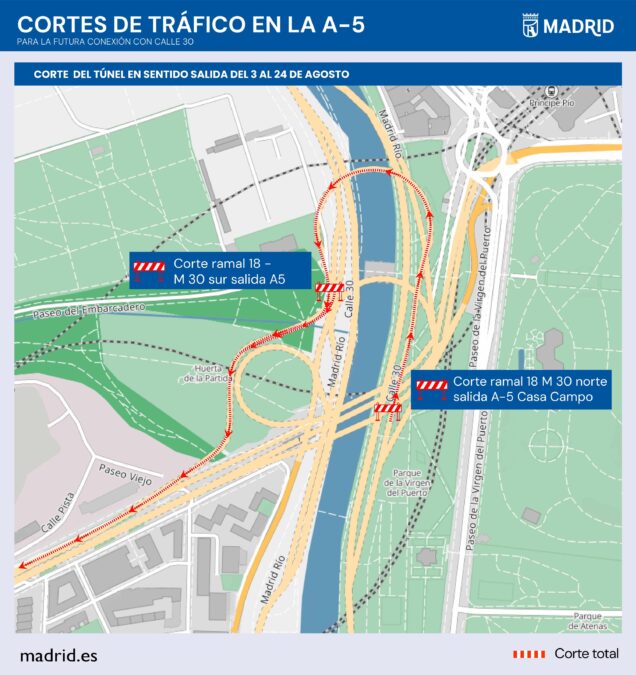 Así afectará a Móstoles el corte del enlace entre la M-30 y la A-5: las mejores alternativas por carretera