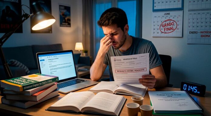 El idioma que te piden para terminar la carrera en la URJC: lo que nadie te explica hasta que vas tarde Estudiante universitario consultando los requisitos de idioma de su grado