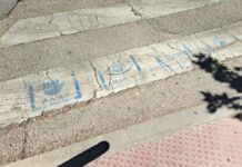 Los pictogramas se borran de los pasos de peatones de Móstoles 