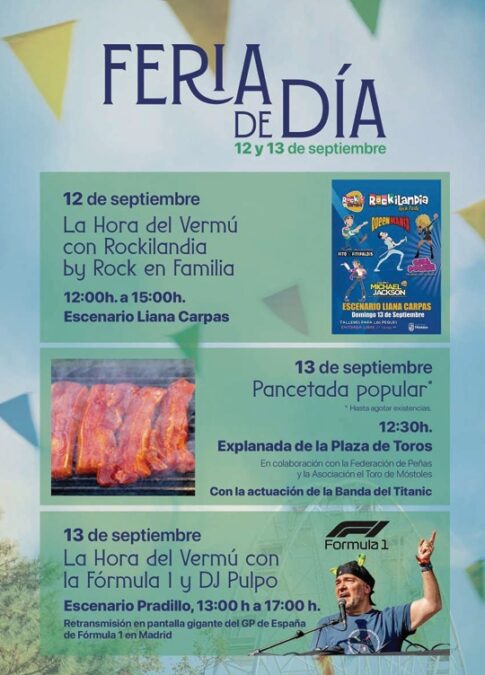 GP de Fórmula 1 pancetada popular y espectáculo de rock: la II Feria de Día llega gratis a las Fiestas de Móstoles