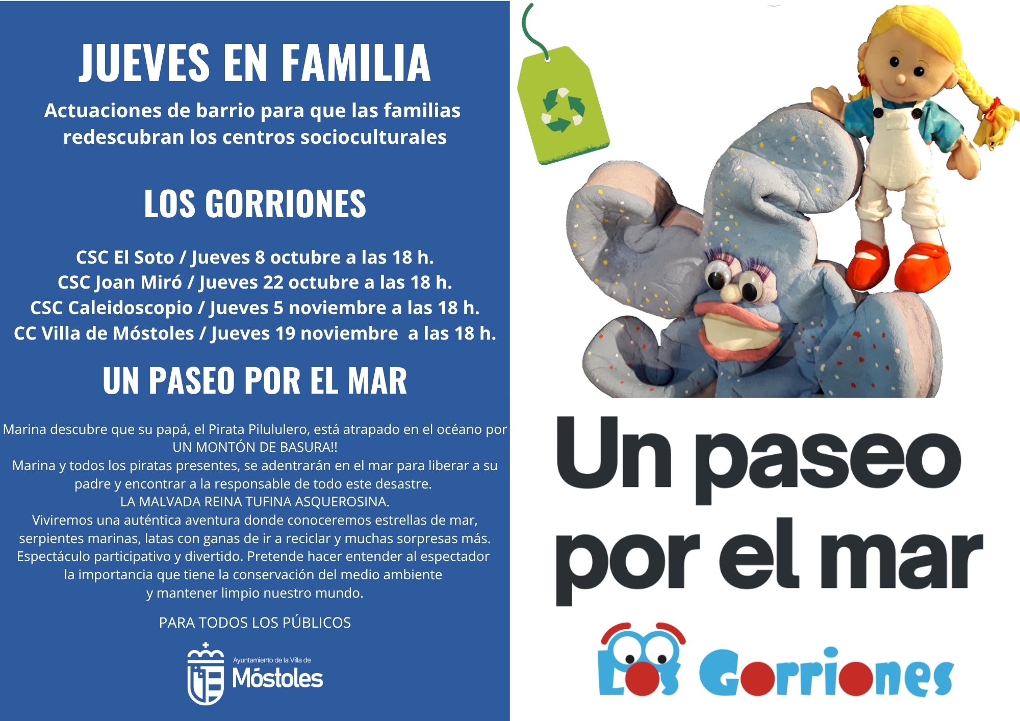 Cultura y ocio por todo Móstoles: nueva programación de Jueves en Familia