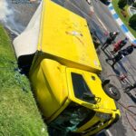 Detenido un individuo en Móstoles tras volcar en una rotonda el camión de reparto que acababa de robar