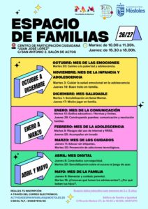 Móstoles recupera sus talleres gratuitos para acompañar a las familias en la crianza