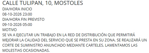 El Canal de Isabel II anuncia cortes de agua en la calle Tulipán de Móstoles: durará 6 horas