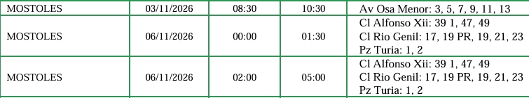 Aviso de Iberdrola a los vecinos de Móstoles: estas son las calles que se quedarán sin luz la próxima semana